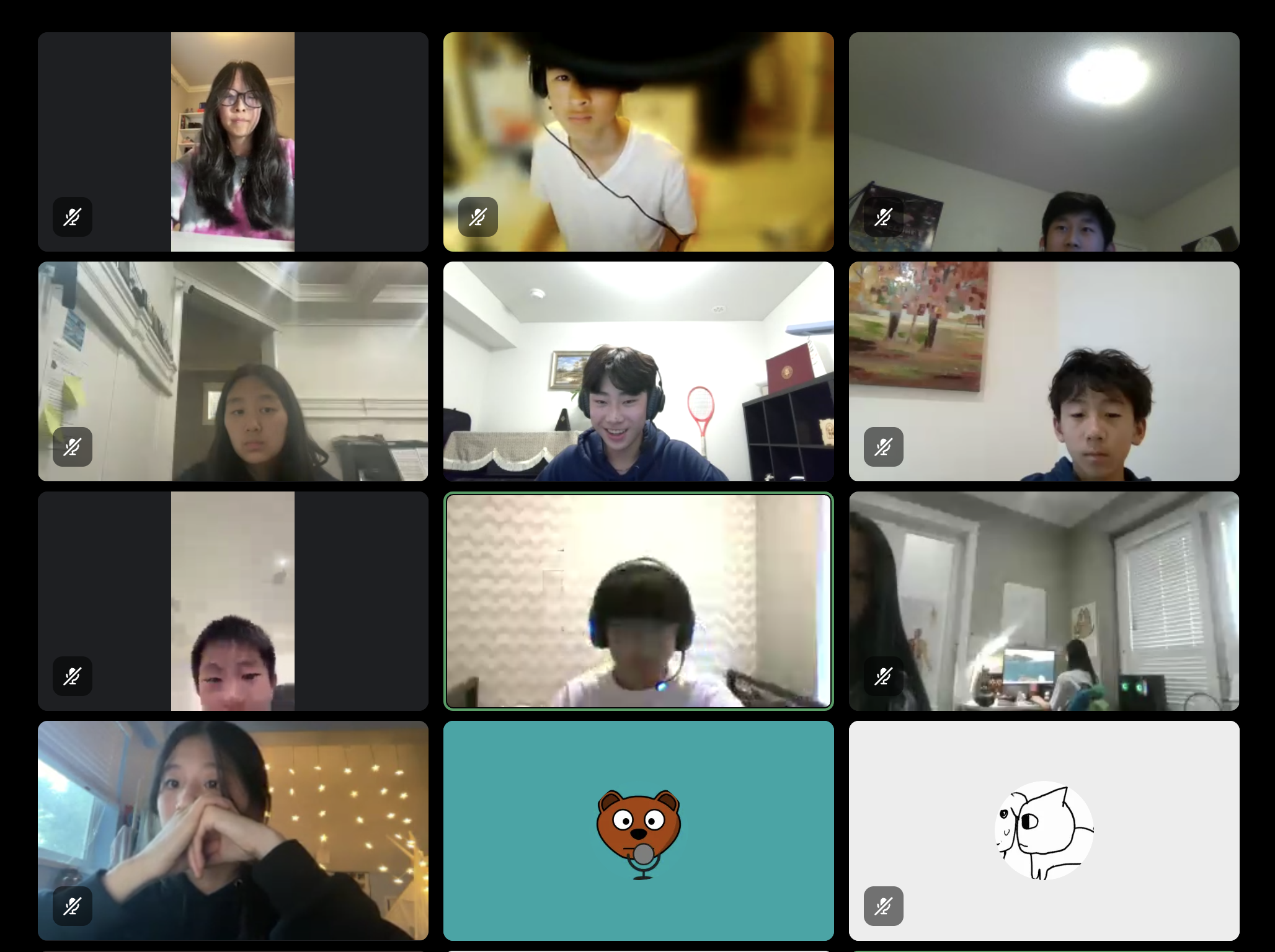 Students and mentors meeting together online